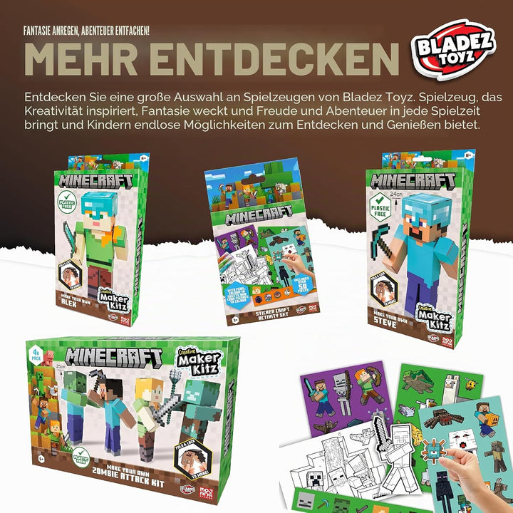 BLADEZ Minecraft Make Your Own Zombie, Lizenziertes Bastelset, Kunst und Handwerk für Jungen und Mäd