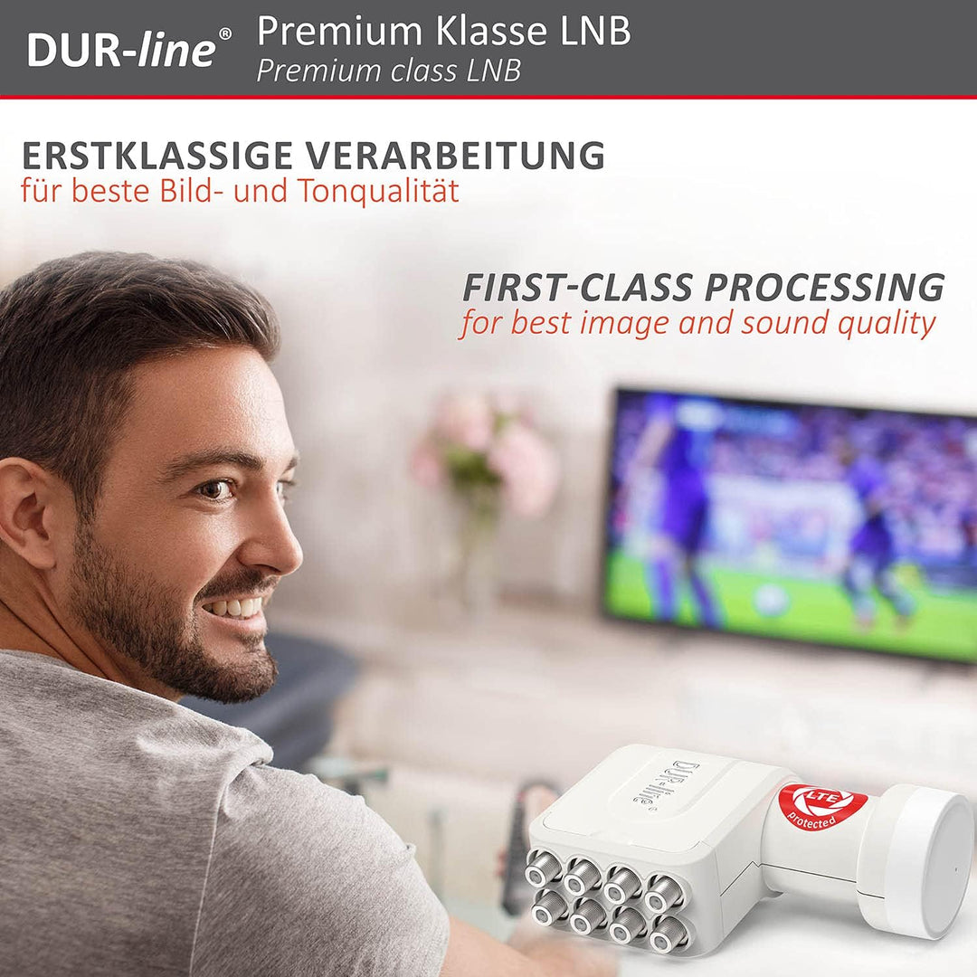 DUR-line +Ultra Octo LNB - 8 Teilnehmer weiss - mit LTE-Filter, 8-Fach, digital mit Wetterschutz, Fu