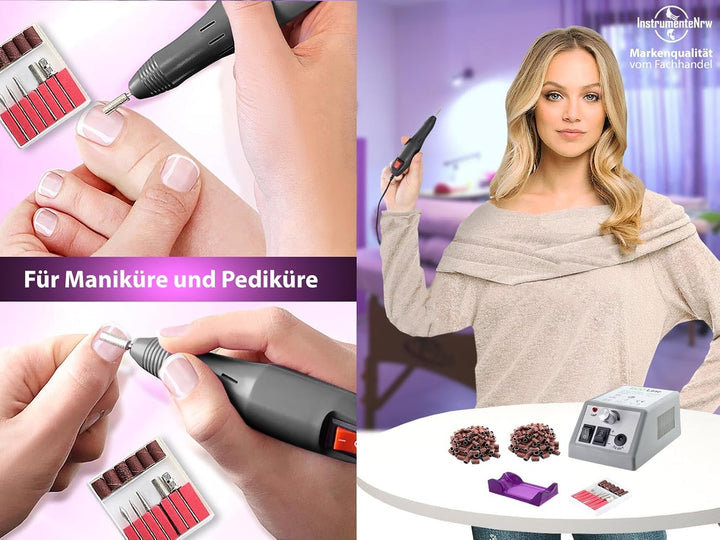 Elektrische Nagelfeile mit Maniküre Set Fusspflegegerät und Diamantschleifer | Fusspflege Pediküre N