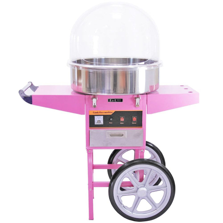 KUKOO Retro Zuckerwattemaschine Zuckerwattegerät Zuckerwatte mit passendem Wagen und Schubfach inkl.