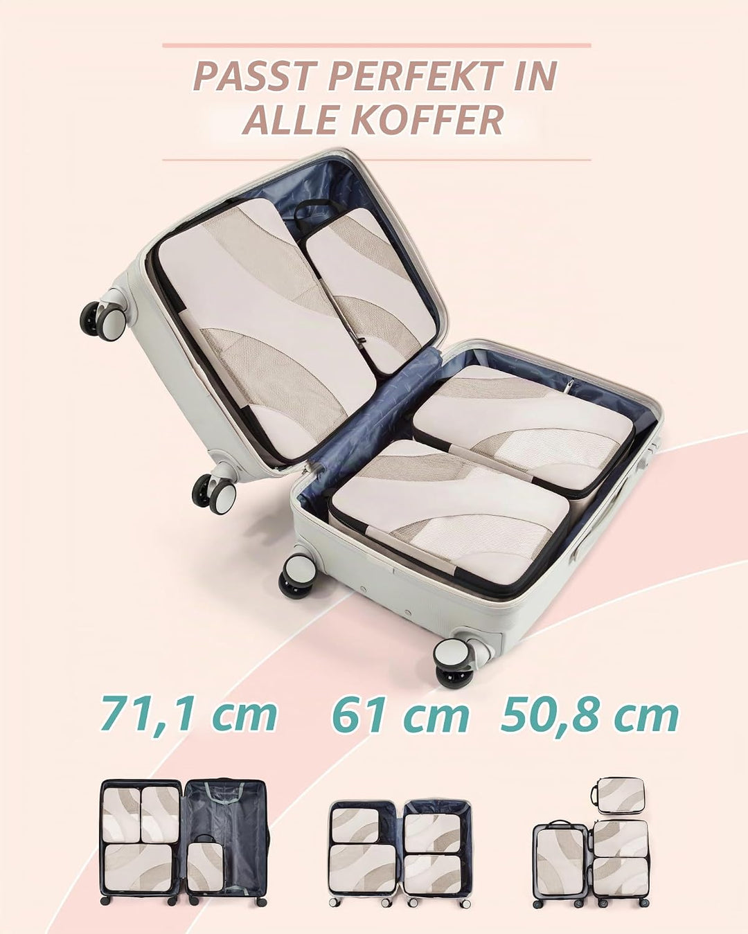 BAGSMART Packing Cubes Compression 6 Stück, Packwürfel Kompression Koffer Organizer Set, Travel Esse