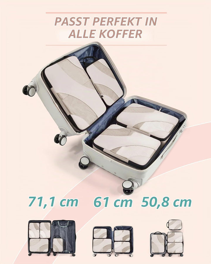 BAGSMART Packing Cubes Compression 6 Stück, Packwürfel Kompression Koffer Organizer Set, Travel Esse