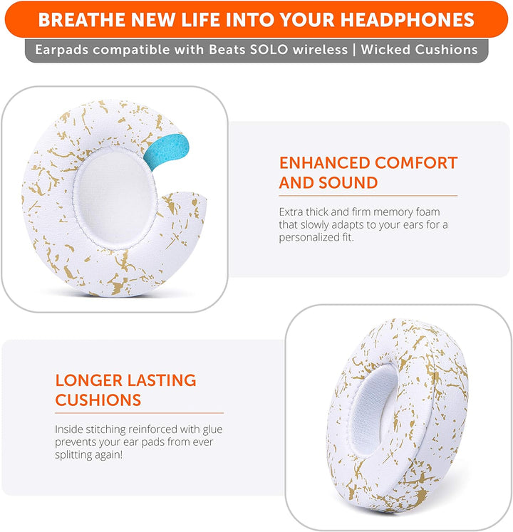 WC Extra Dicke Ersatz-Ohrpolster für Beats Solo 2 & 3 Wireless On-Ear-Kopfhörer von Wicked Cushions