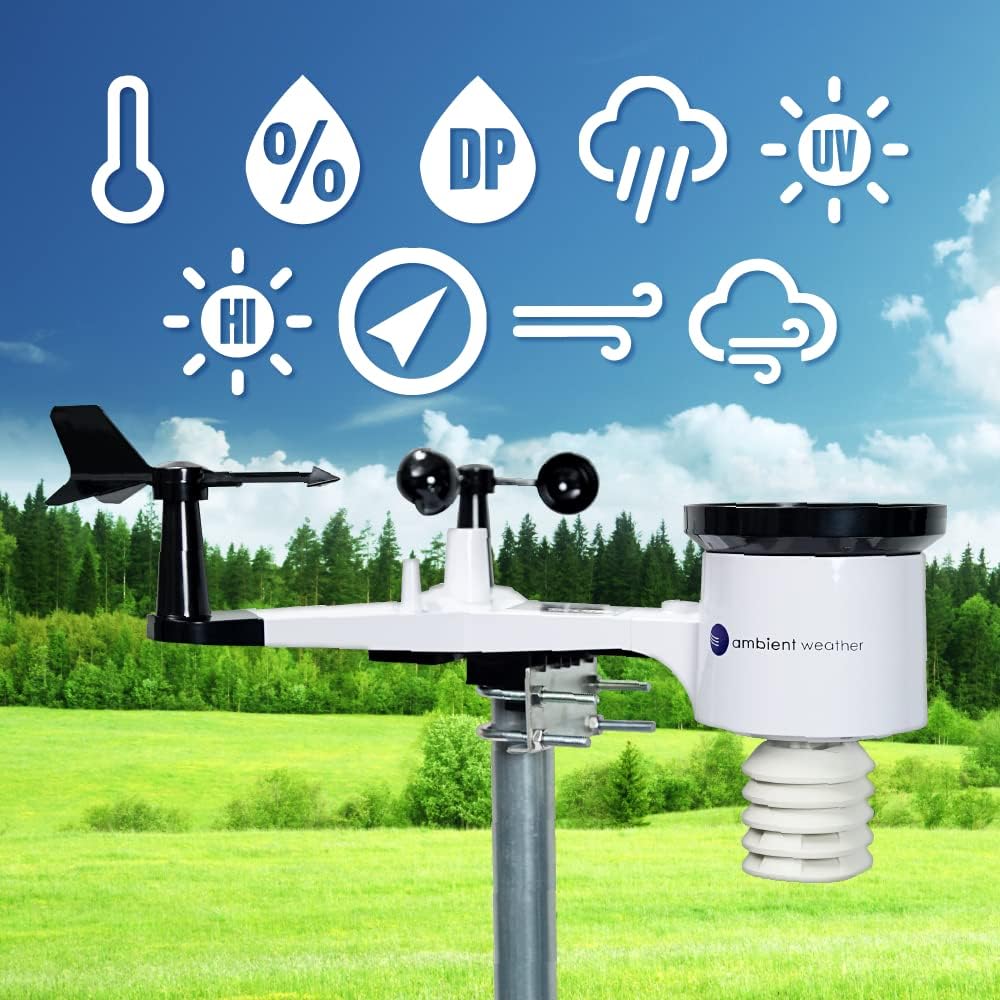 Ambient Weather WS-2902A Smart WiFi Wetterstation mit Fernüberwachung und Alarmen
