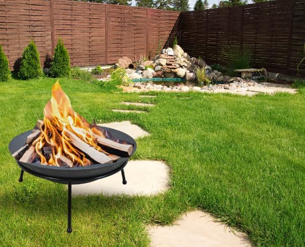 TAINO Feuerschale Rund Dreibein Aufsatz-Schale Garten Outdoor Gusseisen Schwarz Rund aus Gusseisen,