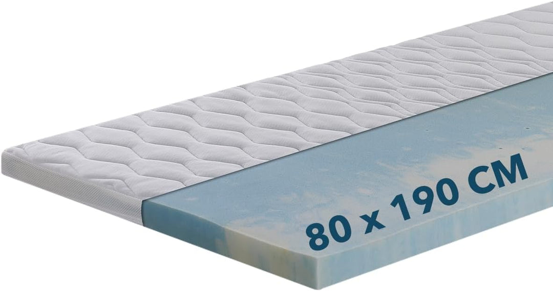 Ortho-Relax Gel Topper 80x190cm, Matratzentopper weich, waschbarer Bezug mit Zonenversteppung, Matra