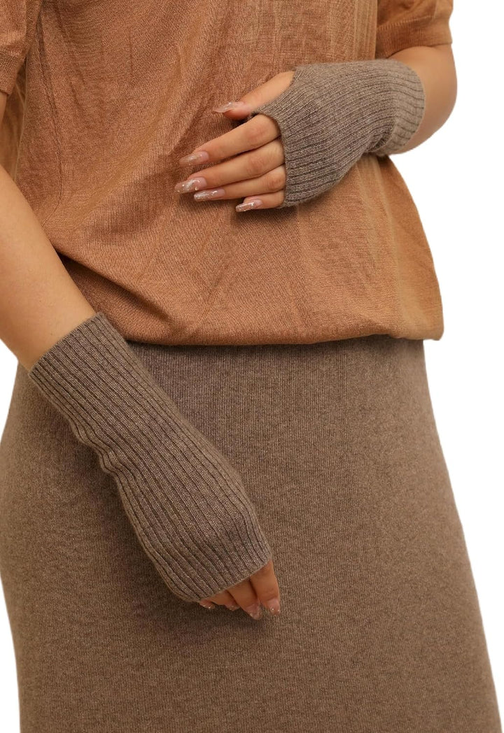 Prettystern Damen Kaschmir-Wolle Gerippte Fingerlose Handschuhe Hand-Stulpen handgelenk-wärmer Pulsw