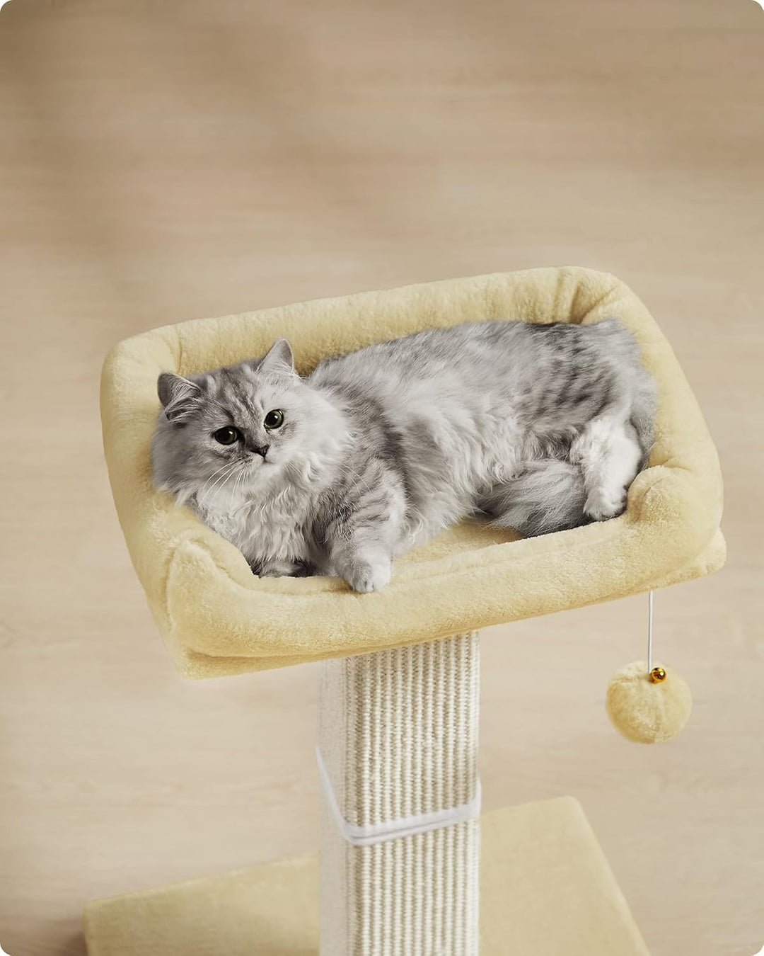 Feandrea Kratzbaum, Katzenbaum mit 40 x 30 cm Plattform aus Plüsch, Kratzstamm, Katzenkratzbaum, 71