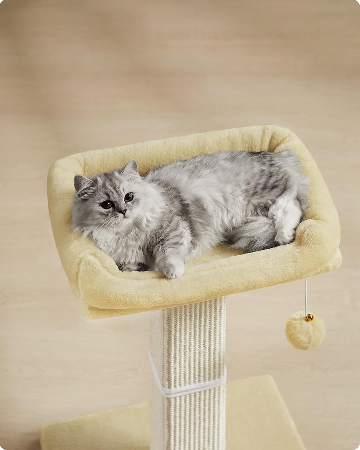 Feandrea Kratzbaum, Katzenbaum mit 40 x 30 cm Plattform aus Plüsch, Kratzstamm, Katzenkratzbaum, 71
