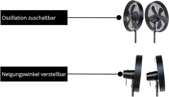 Unold 86725 Standventilator Black Steel Schwarz 50 W 3-stufige Geschwindigkeitsregelung verstellbare