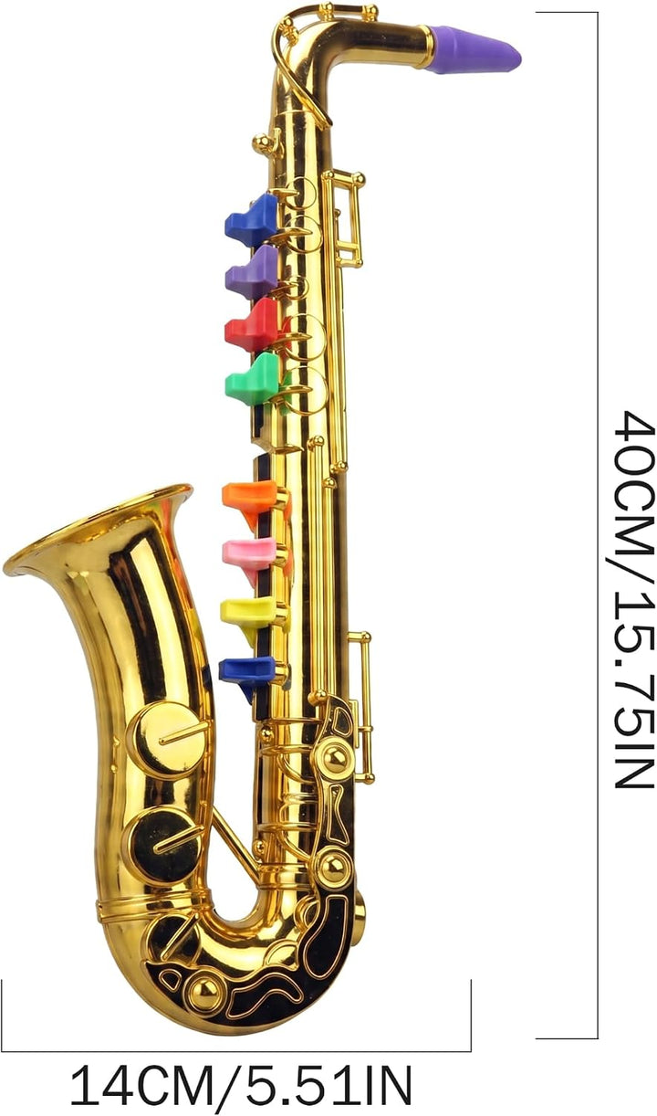 Spielzeugsaxophon, Musikinstrumente für Kinder mit farbcodierten Tasten, Saxophon für Kinder, Lernsp