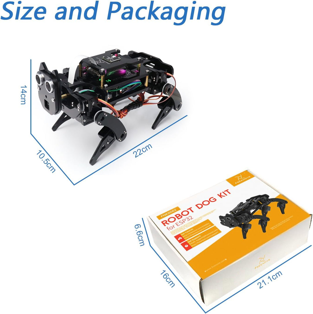 FREENOVE Robot Dog Kit for ESP32-WROVER (Included), Camera, Walking, Ultrasonic Ranging, Touch Senso