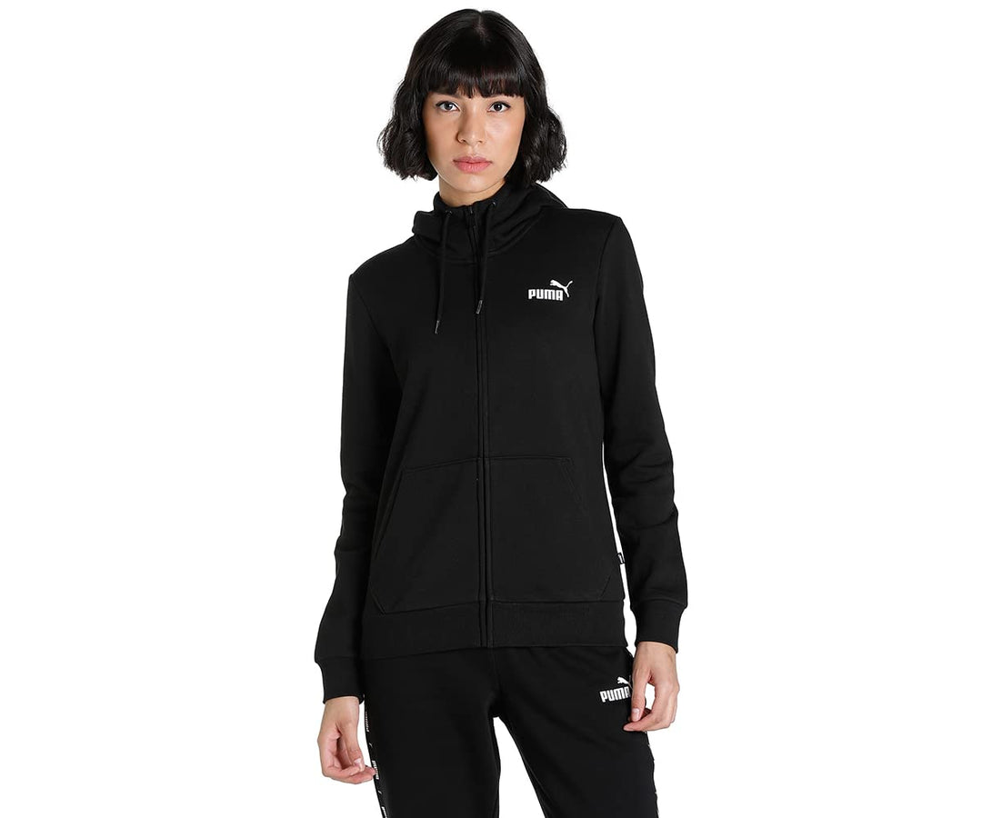 Puma Damen ESS Logo Full-Zip Hoodie FL Pullover XS Puma Schwarz, XS Puma Schwarz