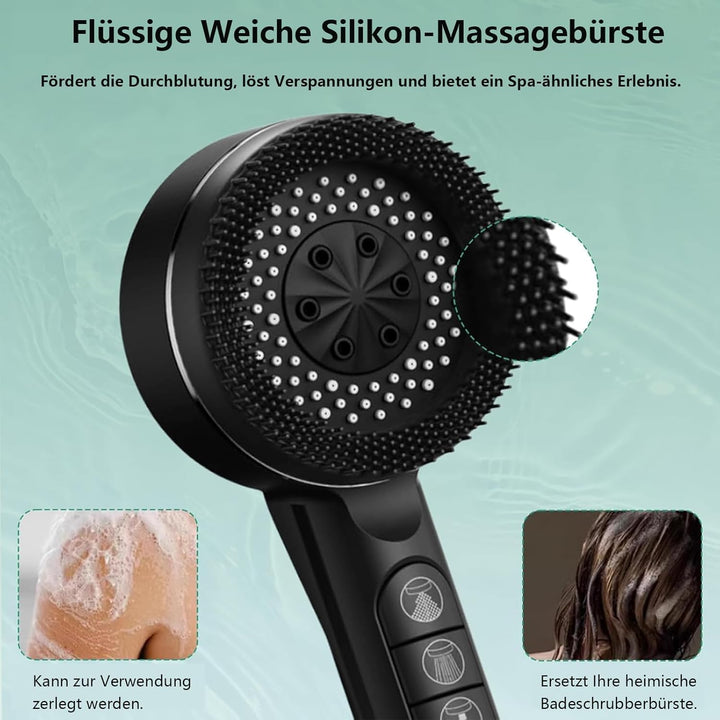 Duschkopf mit Filter, Hochdruck Handbrause mit Schlauch, Hartwasserfilter Duschkopf und Schlauch mit