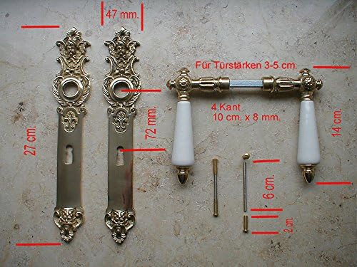 Graf von Gerlitzen Antik Messing Tür Griffe Türgriffe Langschild BB 72 Klinken W7P-S4-1N