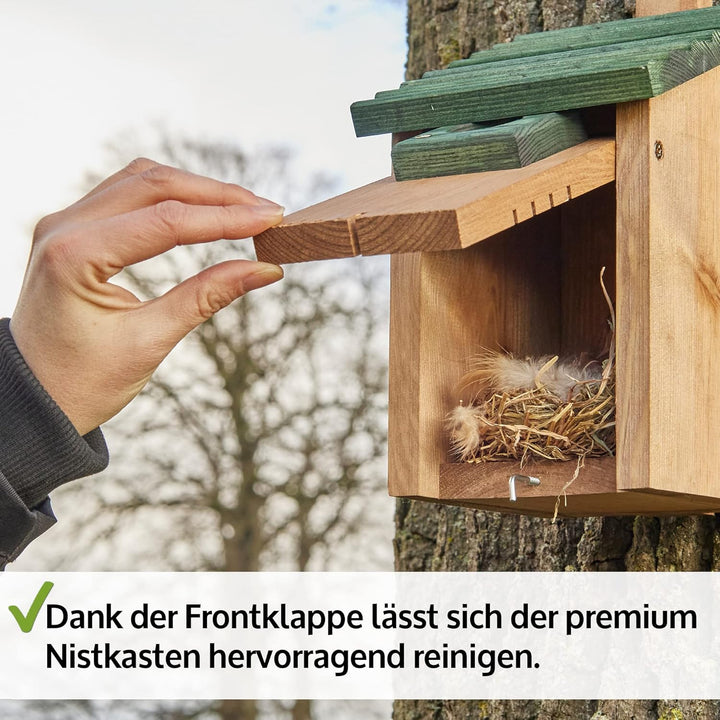 Zooprinz Nistkasten für Wildvögel – Massiv- Holz Vogelhäuschen mit sicherem Schutz gegen Nesträuber