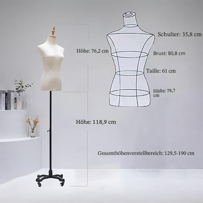 Weibliche Kleiderform Mannequin-Torso, verstellbare Höhe 130 - 190 cm Ständer, Manikin-Körpermodell