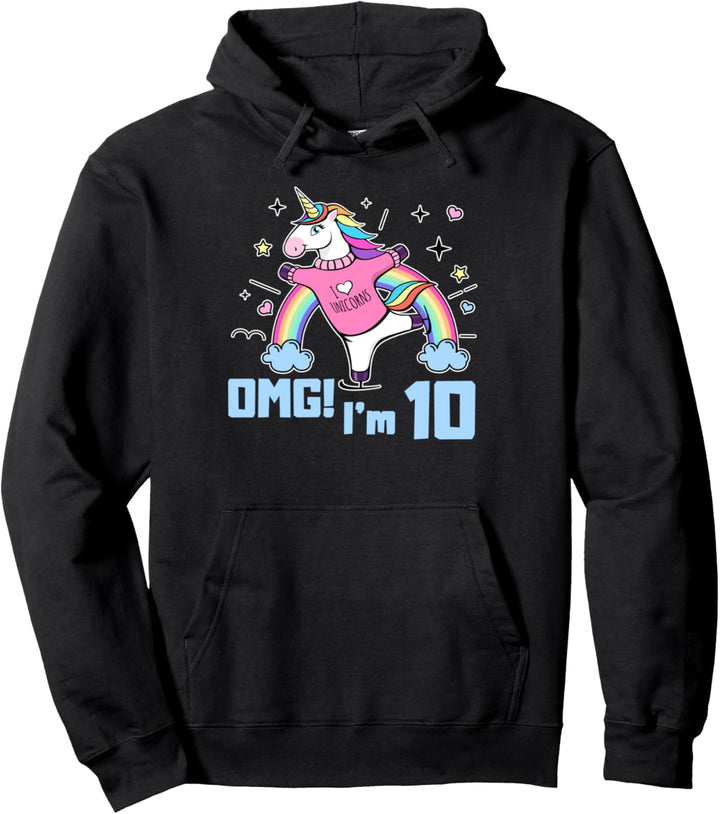 OMG I'm 10 lustiges Dabbing Einhorn Geschenk 10. Geburtstag Pullover Hoodie