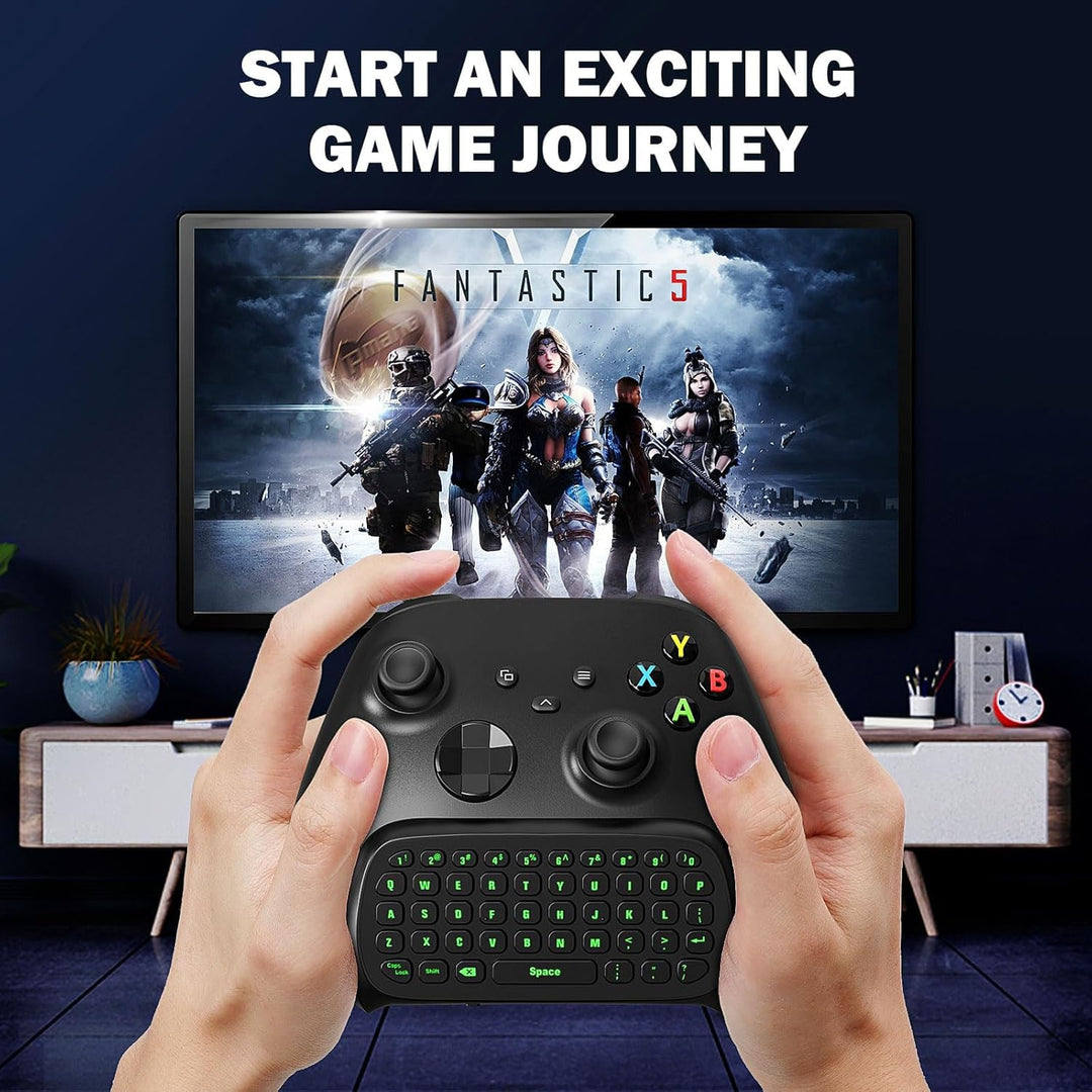 MoKo Xbox Mini Tastatur, 2.4G Empfänger Wireless Chatpad Game Tastatur mit Headset Green Hintergrund