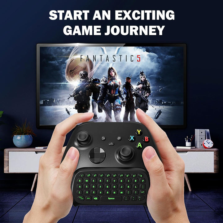 MoKo Xbox Mini Tastatur, 2.4G Empfänger Wireless Chatpad Game Tastatur mit Headset Green Hintergrund