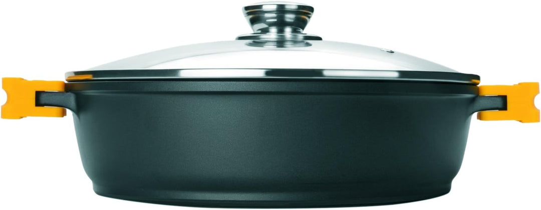 IBILI - Schmortopf Evolution aus geschmiedetem Aluminium, Deckel aus Glas und Griffe aus Silikon, 32