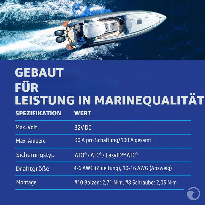 Blue Sea Systems ST Flachsicherungsblock 6 Schaltkreise, mit Abdeckung und Negativ, 6 Schaltkreise,