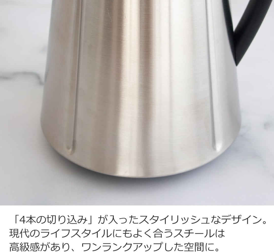 Rosendahl Isolierkanne 1,0 l Grand Cru klassisches Design Tastenfunktion, Stahl 1L Stahl, 1L Stahl