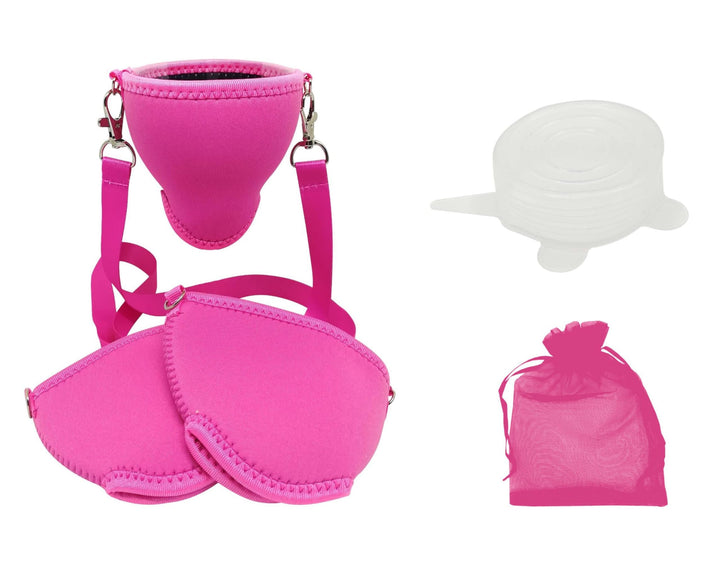 WineHolder - Weinglas-Halter für den Hals, Weinglashalterung inkl. Halstrageband (Lanyard) Pink 3er