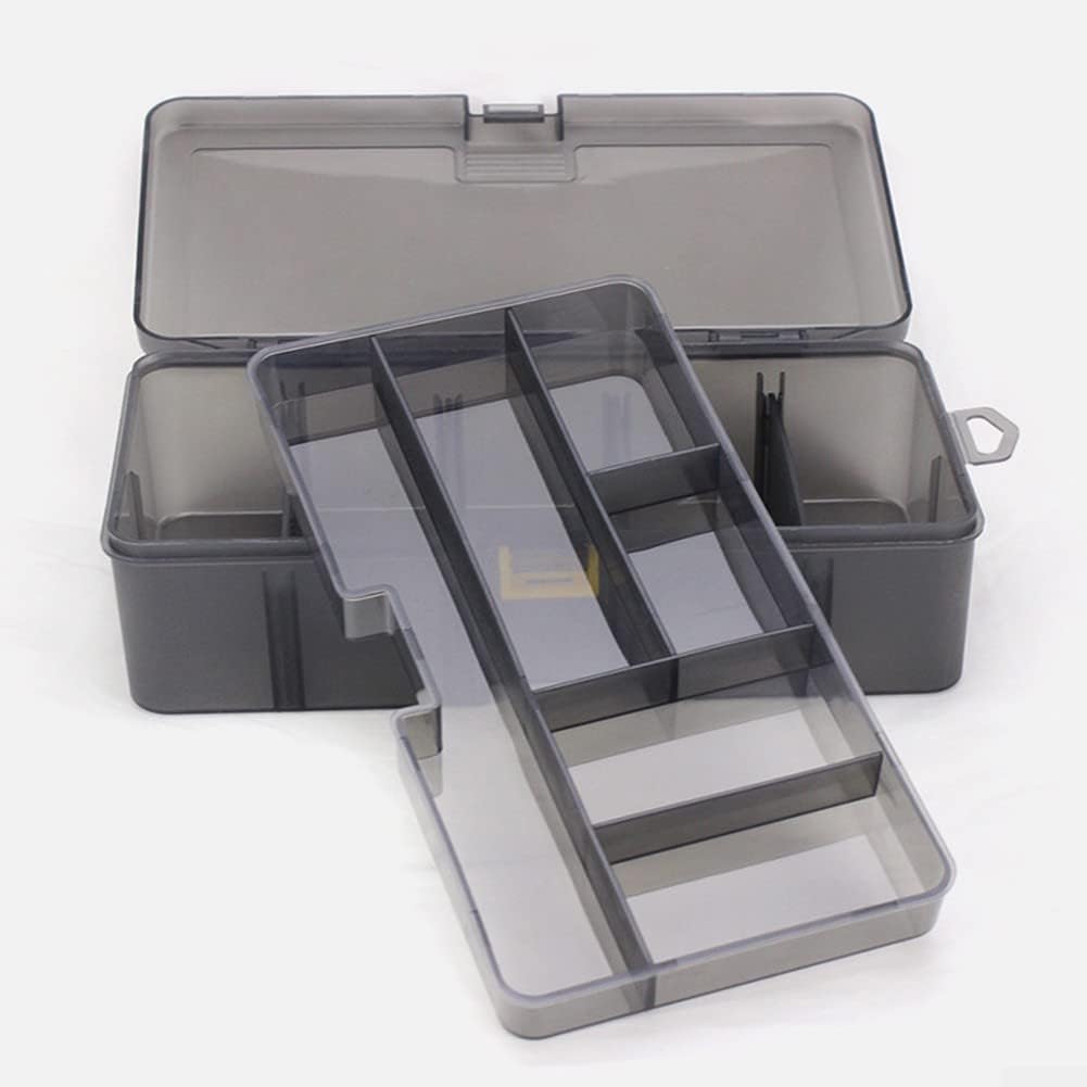 Köderausrüstungsbox, doppellagiges Angelzubehör, verstellbare Kunstköderhaken-Box zum Angeln, 21,5 x
