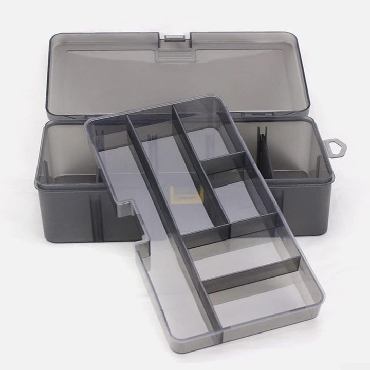 Köderausrüstungsbox, doppellagiges Angelzubehör, verstellbare Kunstköderhaken-Box zum Angeln, 21,5 x