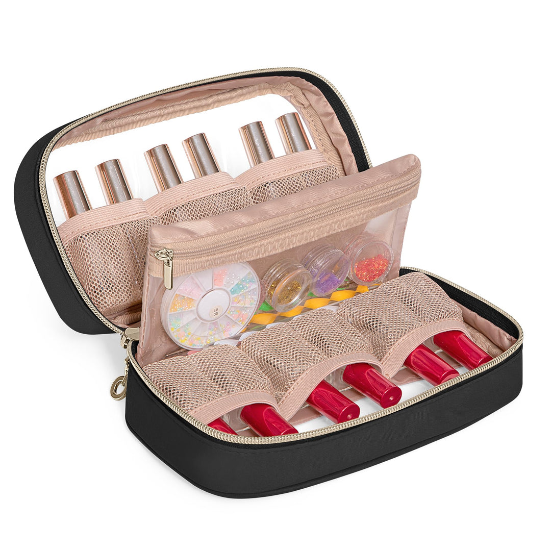 Yarwo Nagellack Organizer Tasche für 12 Flaschen, Kleine Nagellack Aufbewahrung mit Sichtfenster, Tr