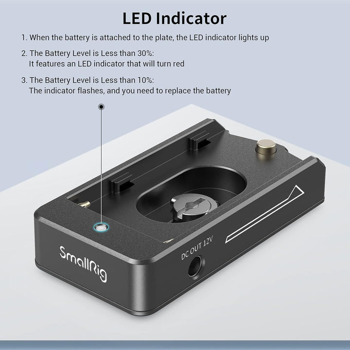 SMALLRIG NP-F Akku Adapterplatte Lite für Sony A7 A9 / BMPCC 4K 6K / GH5 / Z6 Z7, mit 12V DC / 7,4V
