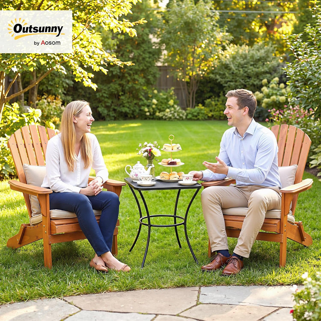 Outsunny Garten Couchtisch, Beistelltisch, Kaffeetisch, Metall, Schwarz, Terrasse, 45 x 45 x 50 cm