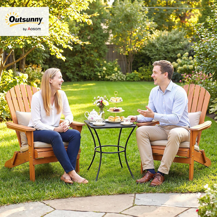 Outsunny Garten Couchtisch, Beistelltisch, Kaffeetisch, Metall, Schwarz, Terrasse, 45 x 45 x 50 cm