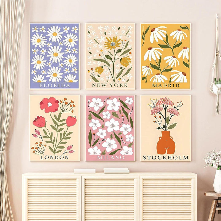 JATOK 6 Stück Malen Nach Zahlen Erwachsene, DIY Blumen für Anfänger, Handgemalt Ölgemälde Leinwand K