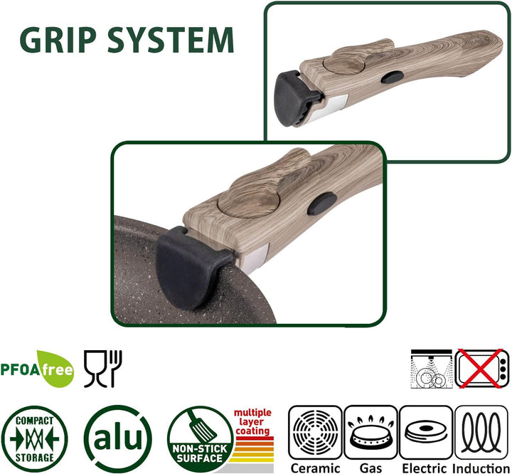 BRUNNER Camping HOHES Kochgeschirr-Set Alu (Töpfe und Pfannen) - ø 18, 20, 22 cm TORRALTA Vakublock