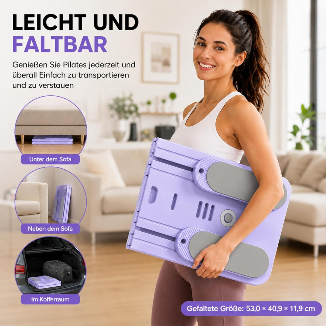Skay Pilates Board für Zuhause – Faltbares Pilates Reformer Set mit Timer, Multifunktionales Pilates