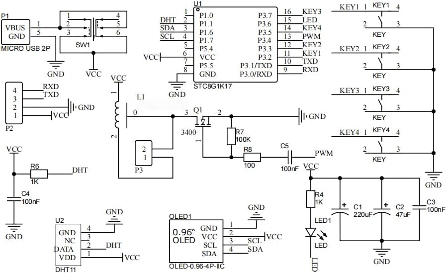 DIY Luftbefeuchter Lötbausatz, Luftbefeuchter Löt Bausatz Erwachsene mit OLED Display, Temperatur, L