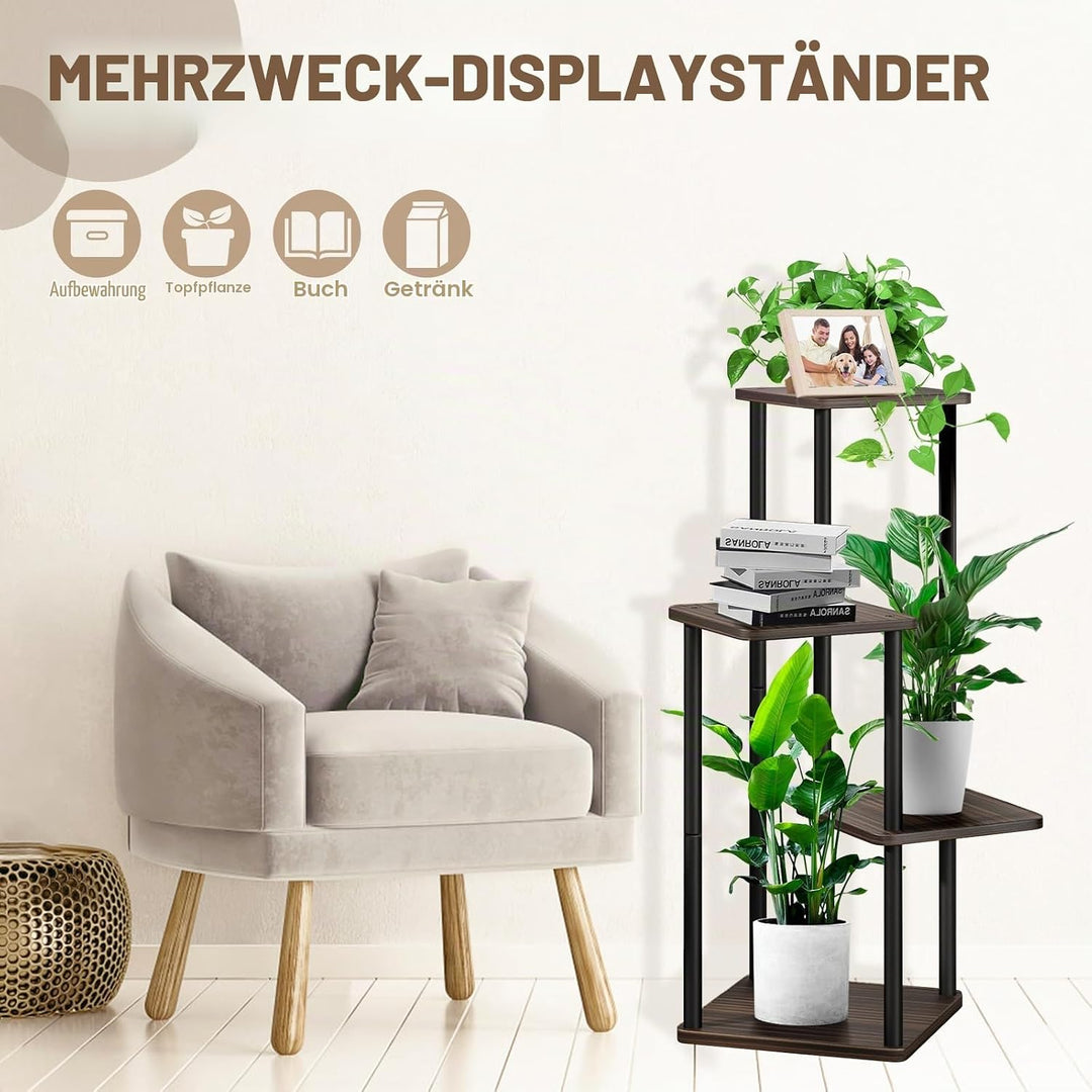 YOCOMEY 4-Tier Hölzern Blumenregal Pflanzenregal, Mehrstöckig Blumenständer Pflanzenständer Blumenba