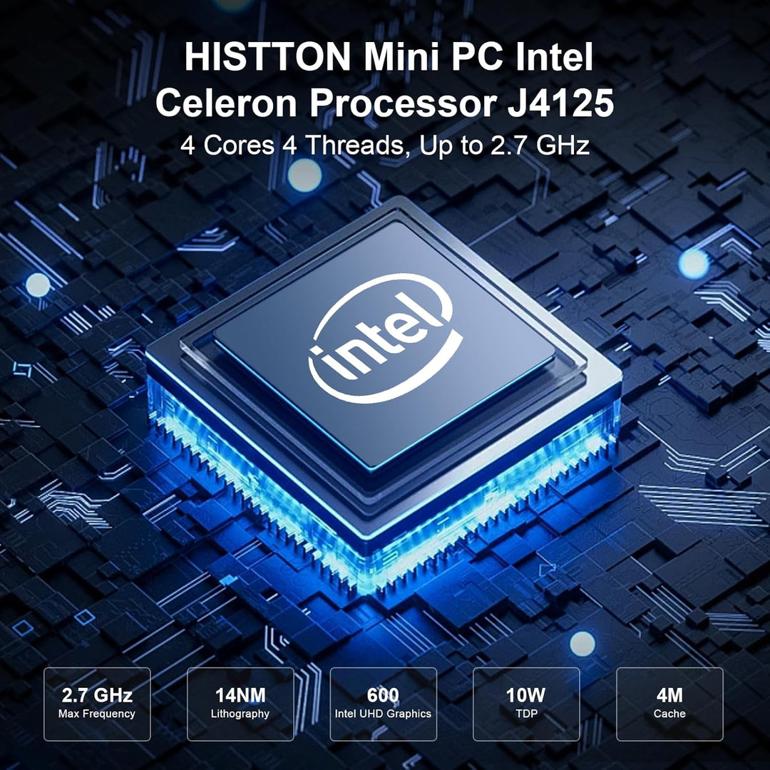 HISTTON Lüfterloser Mini PC Industrie PC Windows 10 Pro Mini Computer,Quad Core Celeron J4125,DDR4 1