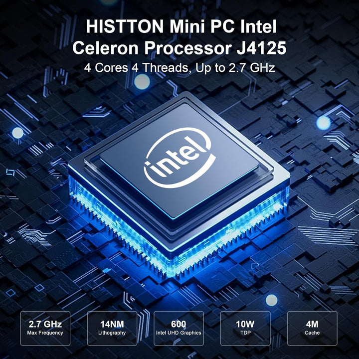 HISTTON Lüfterloser Mini PC Industrie PC Windows 10 Pro Mini Computer,Quad Core Celeron J4125,DDR4 1