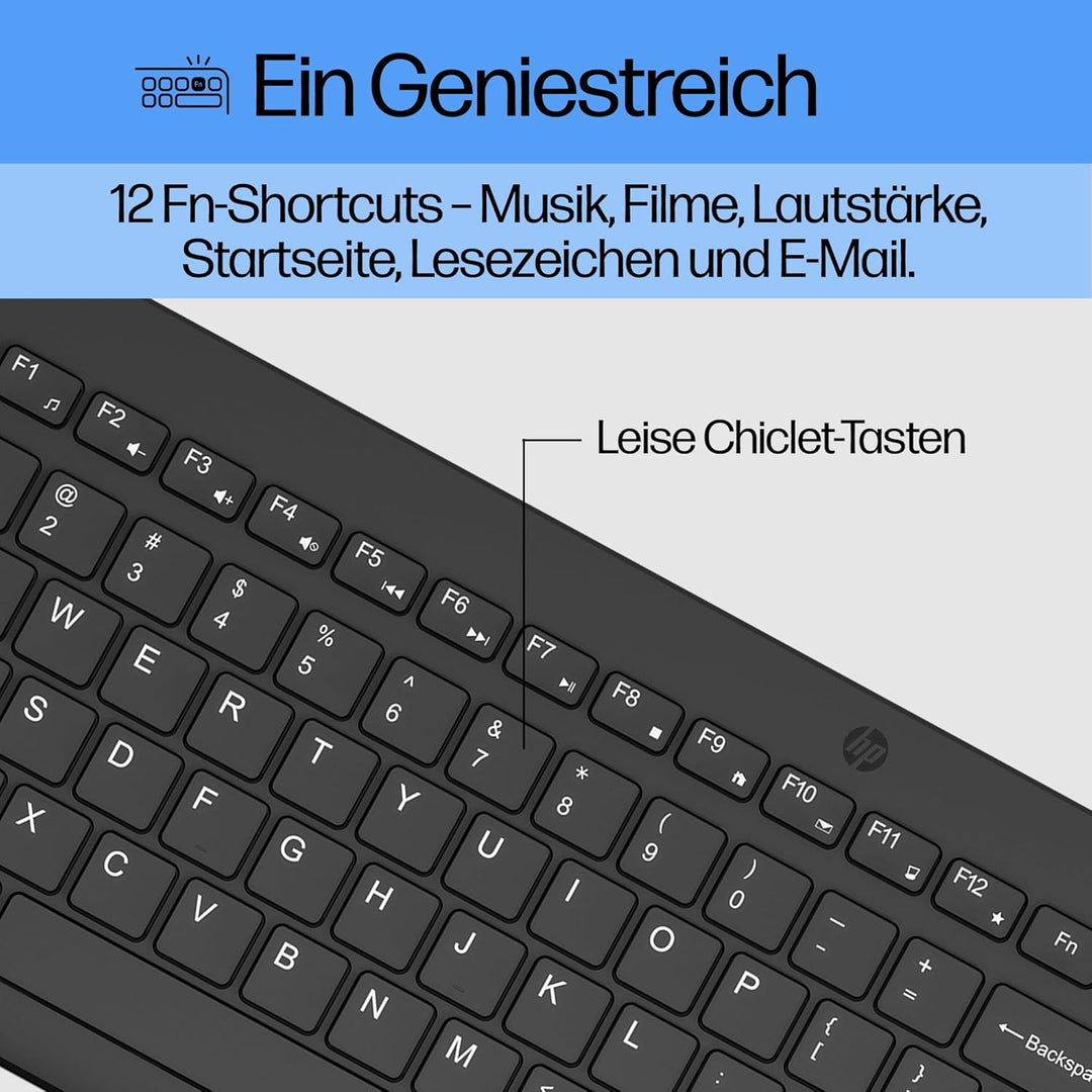 HP 330 Wireless Mouse & Keyboard, USB-A, Schwarz