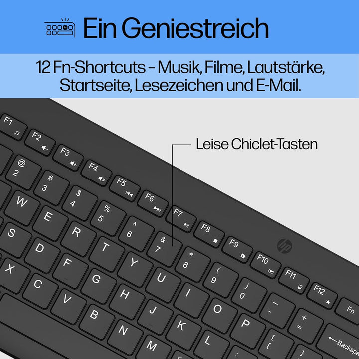 HP 330 Wireless Mouse & Keyboard, USB-A, Schwarz
