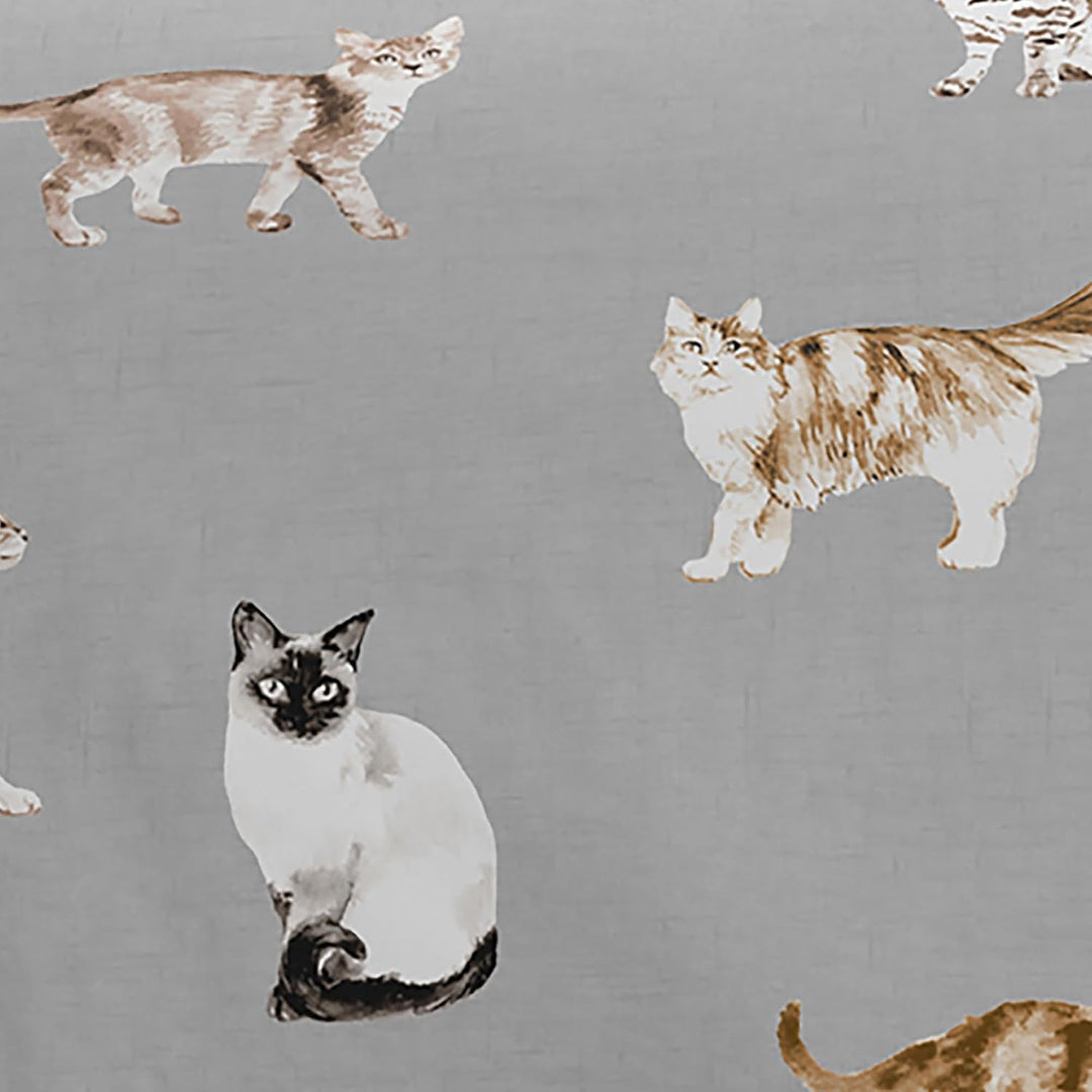 Fusion Grauer Katzen-Bettbezug – King-Size-Grösse (230 x 220 cm) – wendbares Design (rosa und grau)