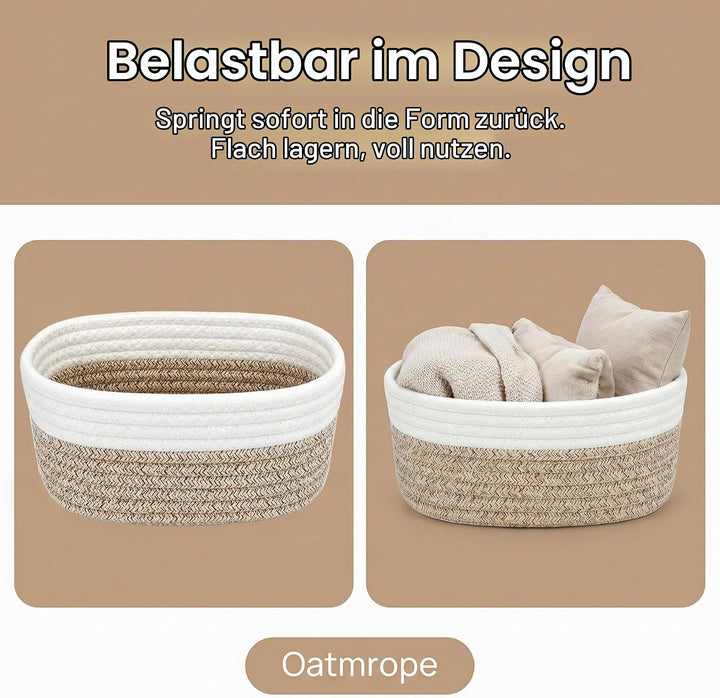 4 Stück Aufbewahrungskorb Geflochten Baumwollseil,Stapelbare Speicher Storage Basket,Stapelbare Korb