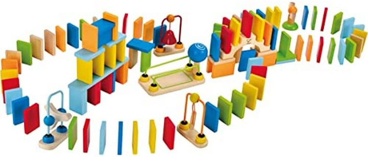 Hape Domino-Set aus Holz | Preisgekröntes Set aus Dominosteinen für Kinder, 107 stabile Dominosteine