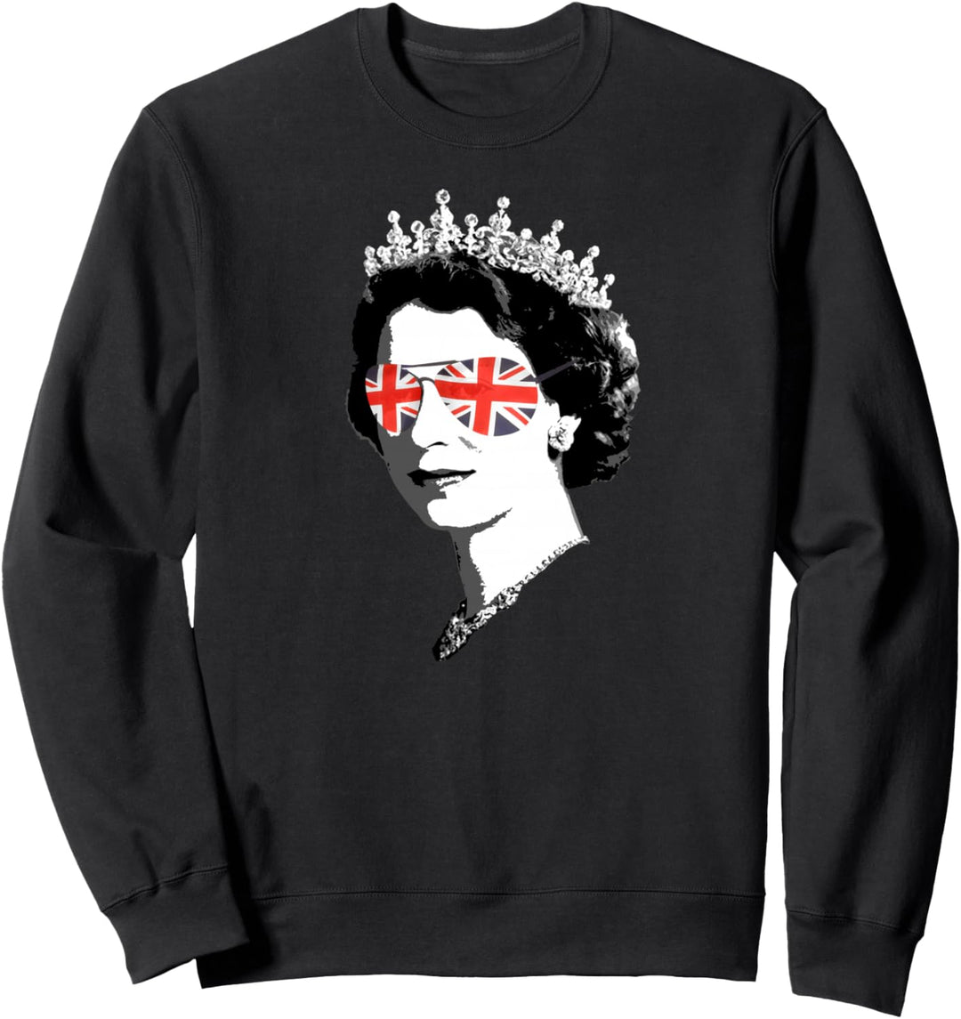 Queen Elizabeth II Sonnenbrillen Britische Krone Union Jack Sweatshirt