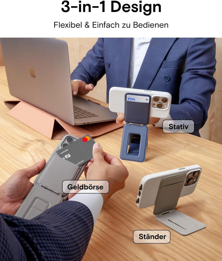 MOFT Stativ für Smartphone, 3 in 1 Handy Stativ Geldbörse und Verstellbares Handy Ständer Magnetisch