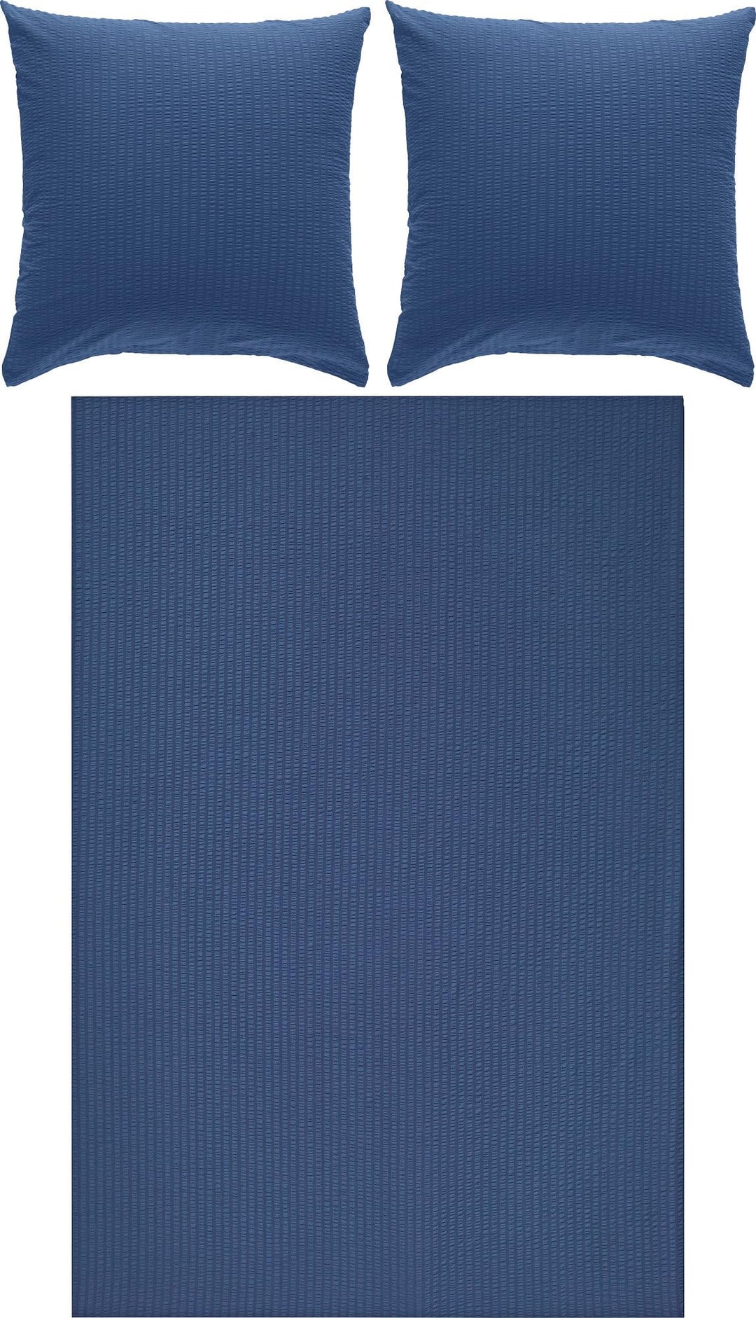 Erwin Müller Bettwäsche-Set Seersucker Uni Serie Rosenheim, Bettbezug, Kissenbezug dunkelblau Grösse