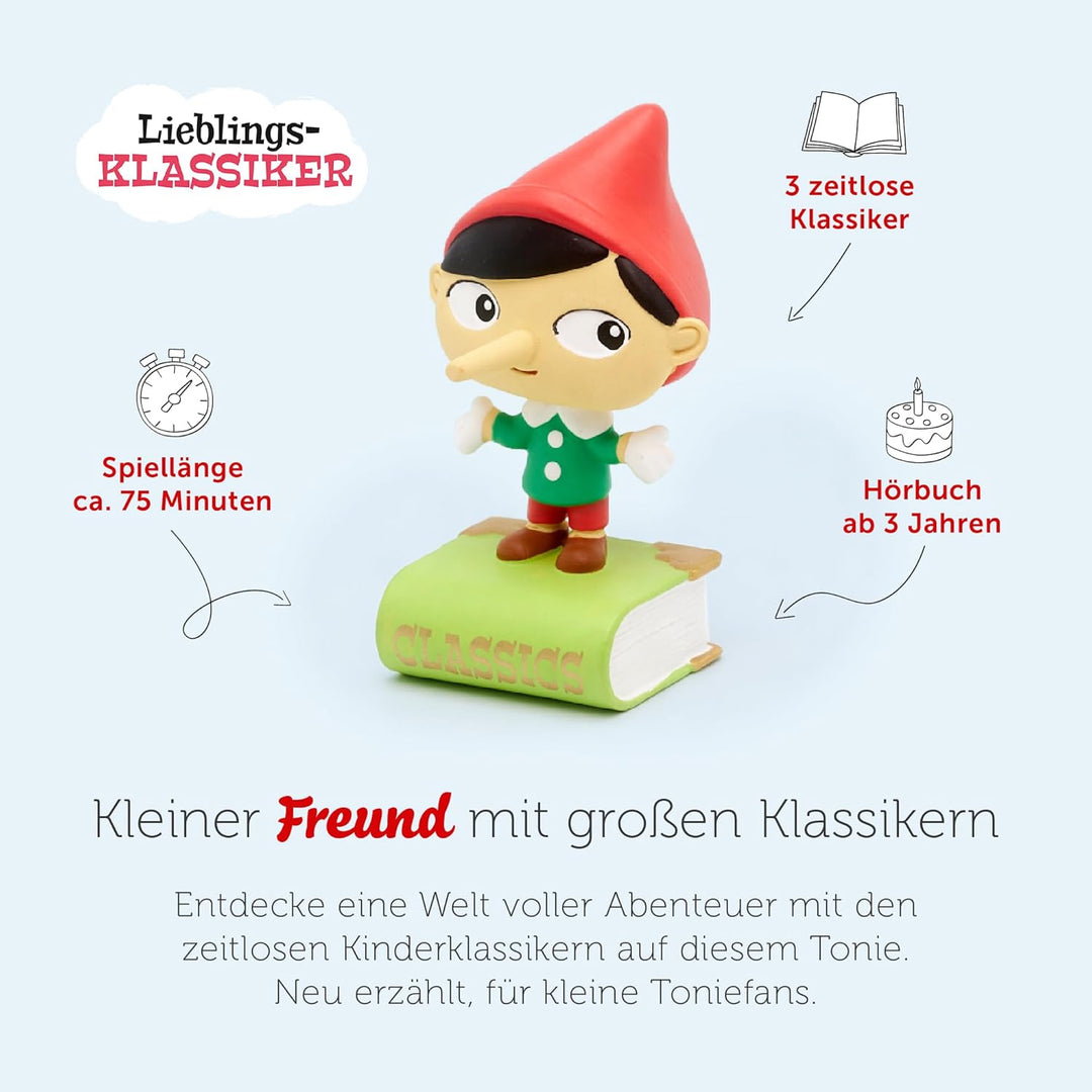 tonies Hörfiguren für Toniebox, Lieblings-Klassiker – Pinocchio und 2 weitere, Hörbuch für Kinder ab